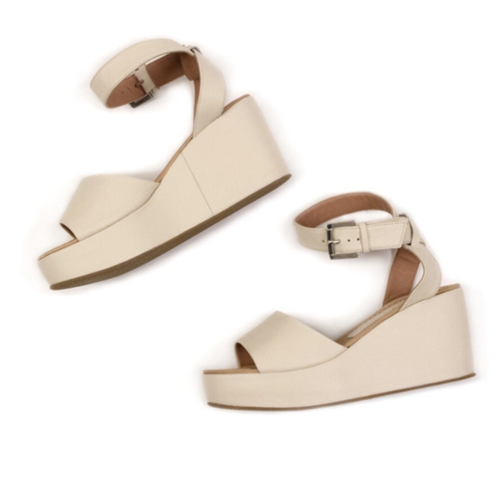 Rachel Comey Cream Platform Ankle-Strap Sandals